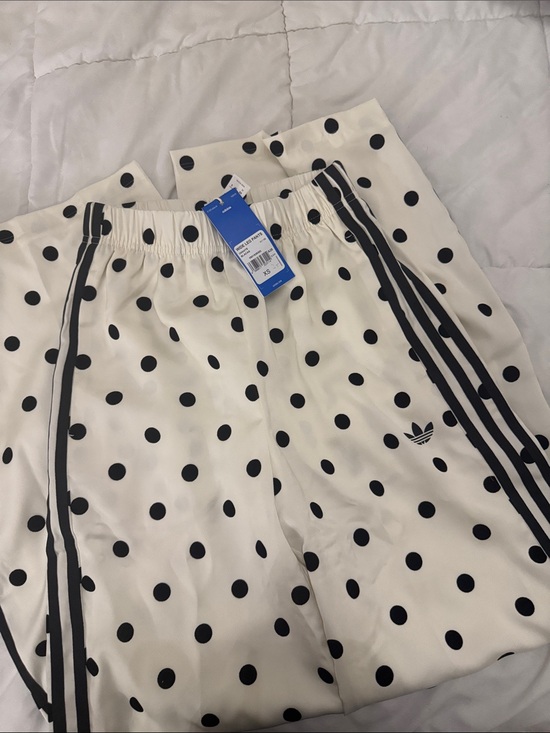 adidas Pants - adidas White Polka Dot Track Pants with Black Stripes